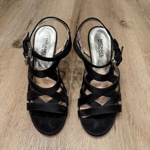 Michael Kors Black Satin Strappy Heels